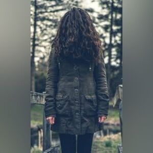 Free People Jacket Utility Jacket Ramie Hooded Snap Pockets Olive Green Size 2